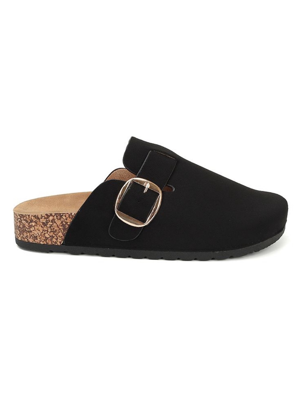 Yoki Black Slip-On Cork Mule with Buckle for Women NWT